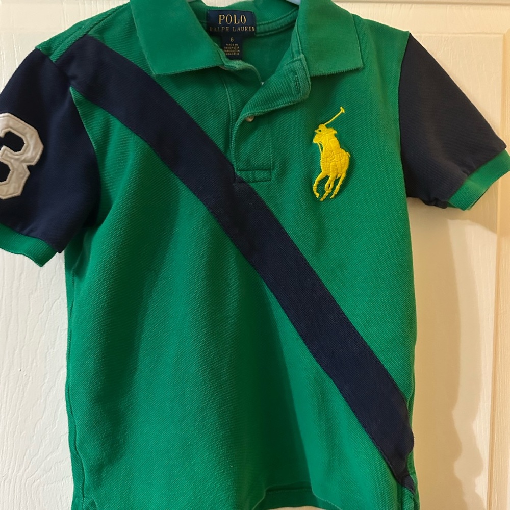 Polo Ralph Lauren Green and Navy Polo Shirt